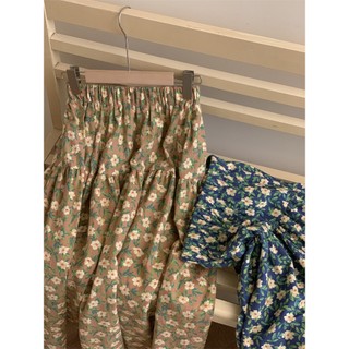 𝗺𝗶𝗲 𝘀𝘁𝘂𝗱𝗶𝗼 - Chân váy dài chun lưng dáng xoè hoạ tiết bông hoa vintage
