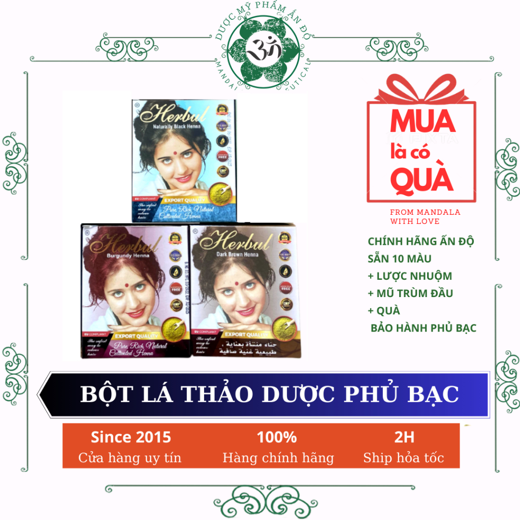 Bột nhuộm tóc thảo dược Henna herbul gói lẻ nhỏ 10g