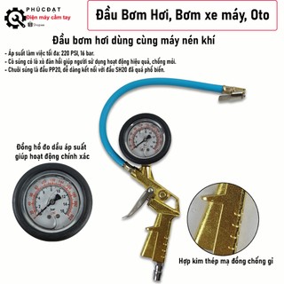  Súng bơm hơi súng bơm lốp xe máy xe ô tô - Đồng hồ bơm hơi cao cấp 
