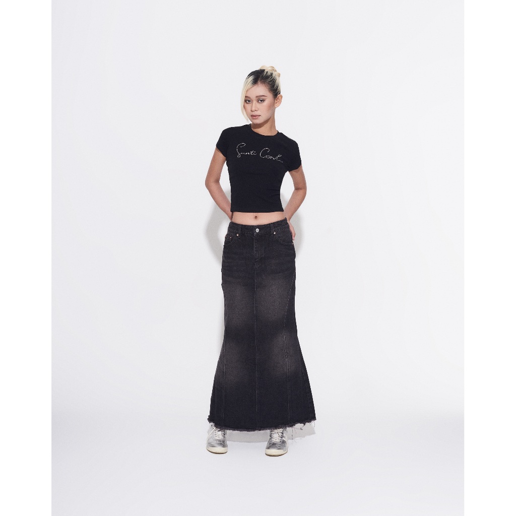 Chân Váy Jeans Form Dài PRADIES Denim Midi Skirt