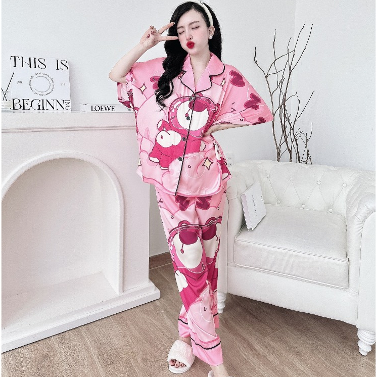 Pijama Nữ SOJJUN Cánh Dơi Quần Dài Lụa Latin Thiết Kế 50-70kg