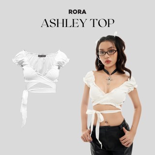 Áo croptop cánh tiên thắt nơ ashley top - rora