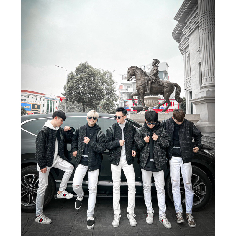 Áo BOMBER GUCI Da ❤️ Áo khoác da Guci 2 lớp dày dặn dáng rộng nam nữ Áo khoác bomber teddy dạ kim tuyến