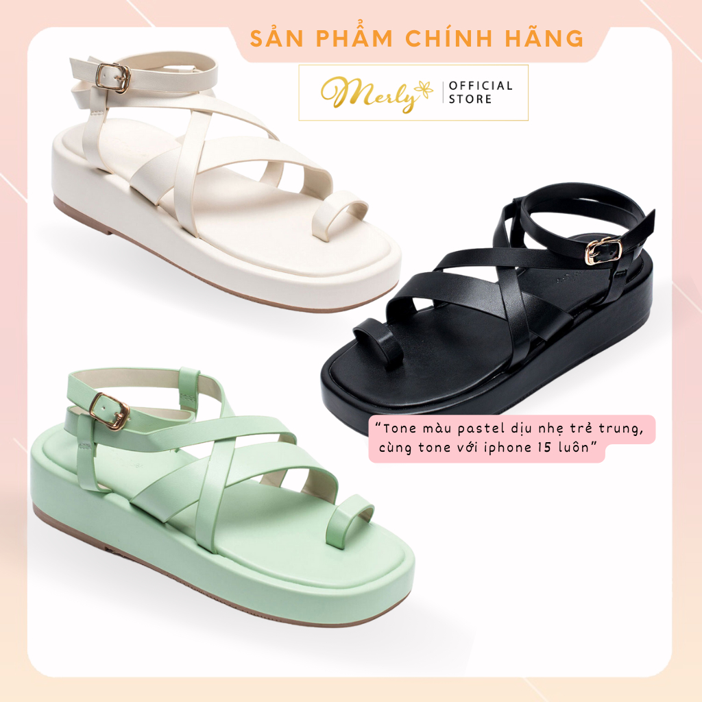 Giày Sandals Bánh Mì Chiến Binh Đế Cao 4cm Merly 1511, Sandals Dây, Giày Xăng Đan Nữ Cao Cấp
