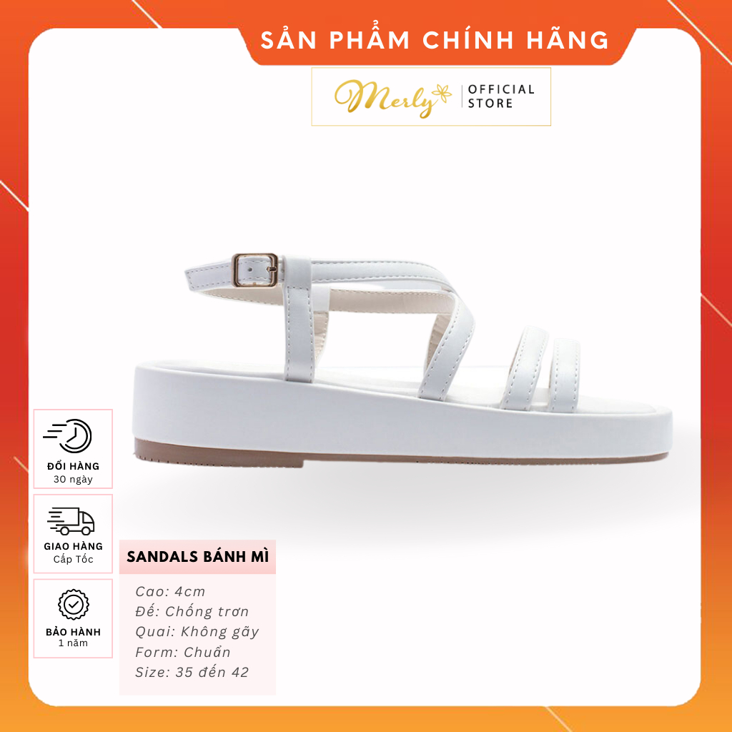 Giày Sandals Bánh Mì Dây Basic Merly 1510 Kem Nâu Nude, Giày Bánh Mì Nữ Đế Cao 4p, Giày Sandals Dây Nữ, Giày Dép Bánh Mì