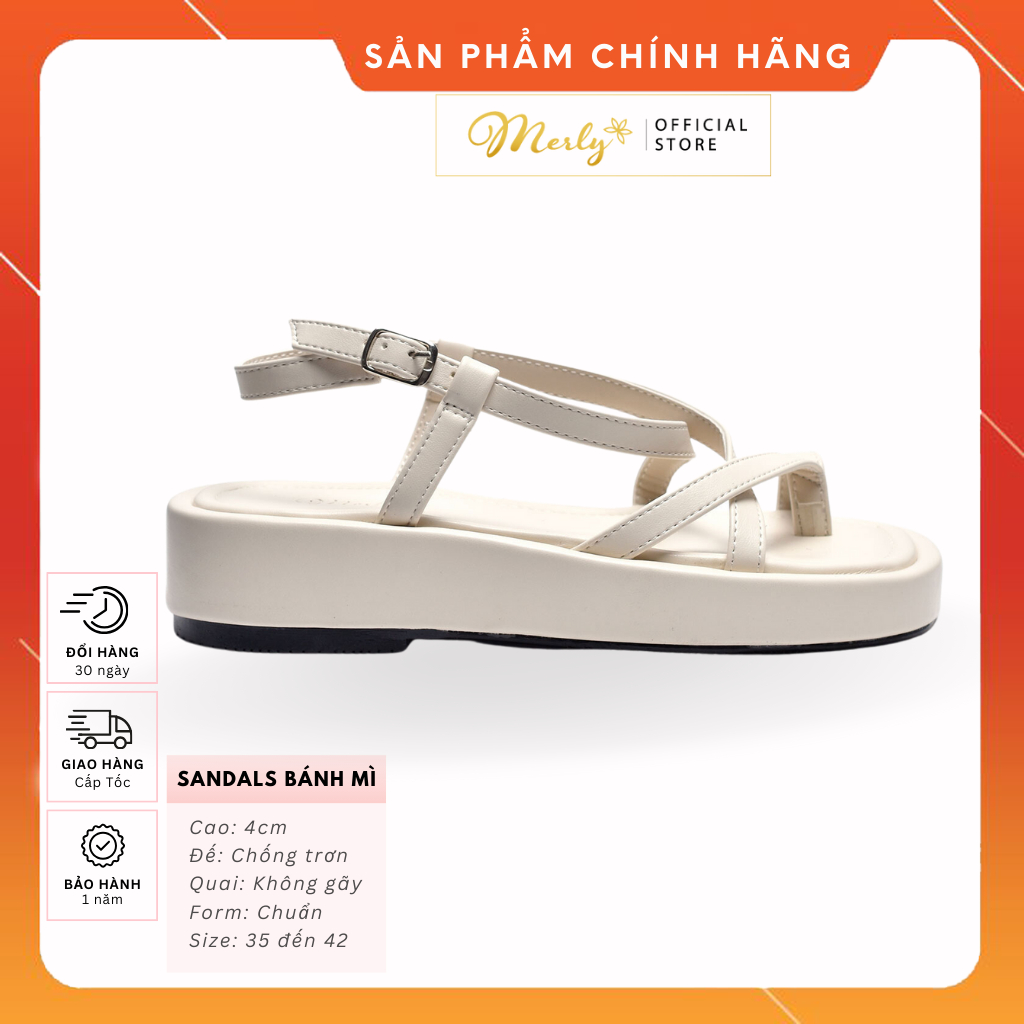 Giày Sandals Bánh Mì Xỏ Ngón Nữ Merly 1468, Sandals Platform Giày Xăng Đan Nữ, Giày Đi Chơi Nữ