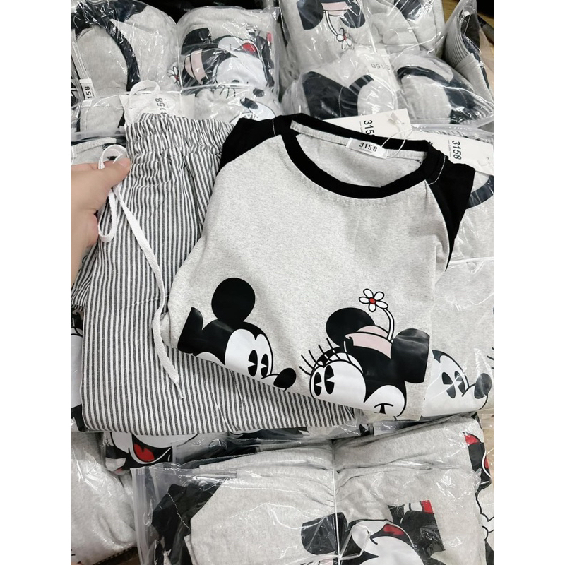 Set mickey quẩn kẻ xuông