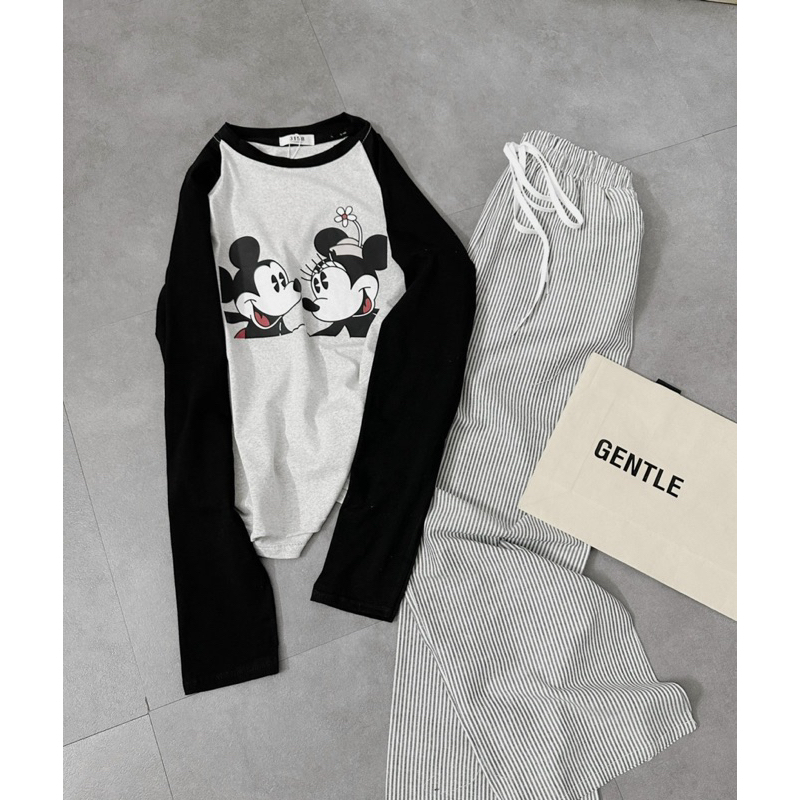 Set mickey quẩn kẻ xuông