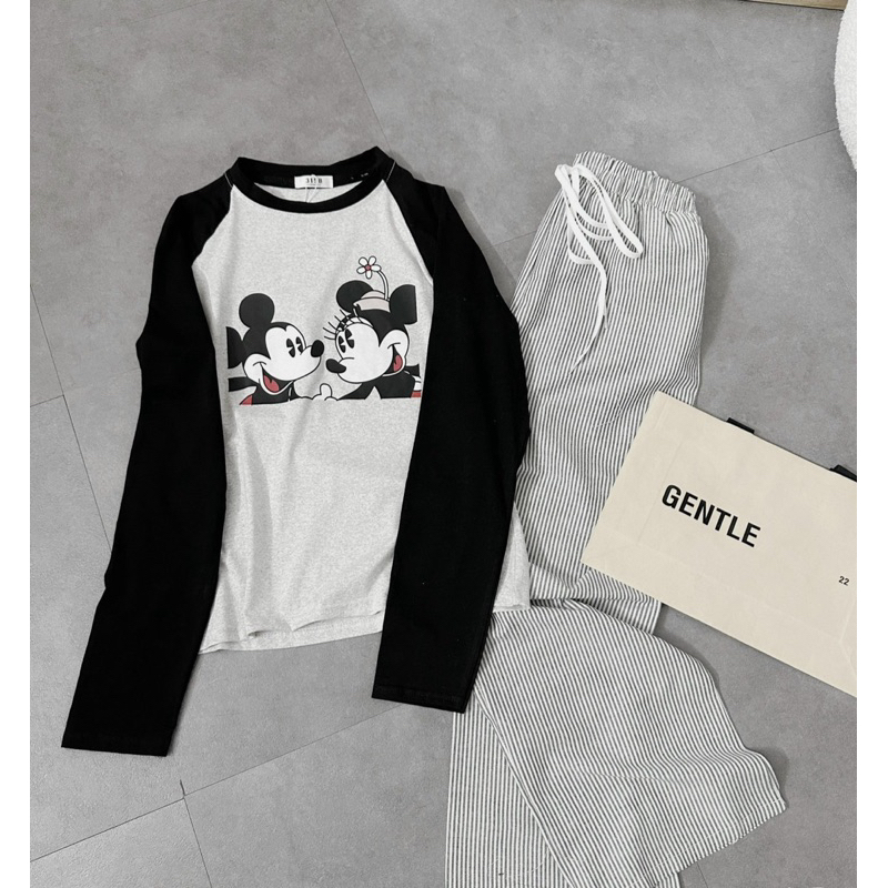 Set mickey quẩn kẻ xuông