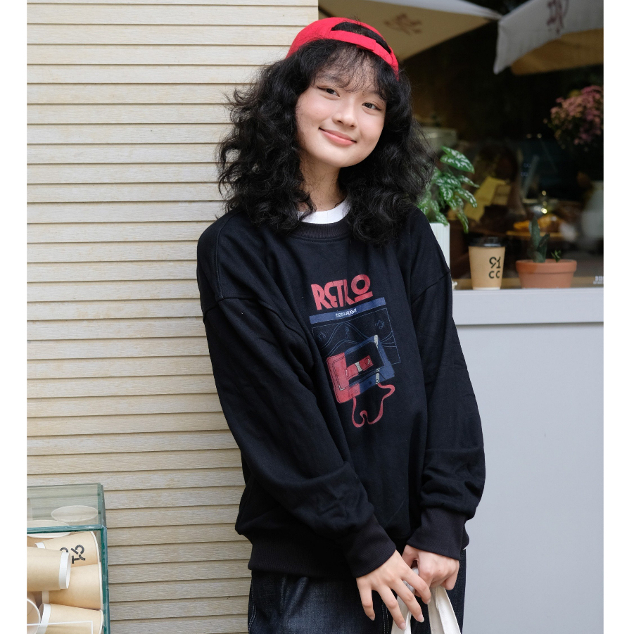 MONATA BLUELIGHT Retro Cassett - Áo sweater nỉ unisex 100% cotton