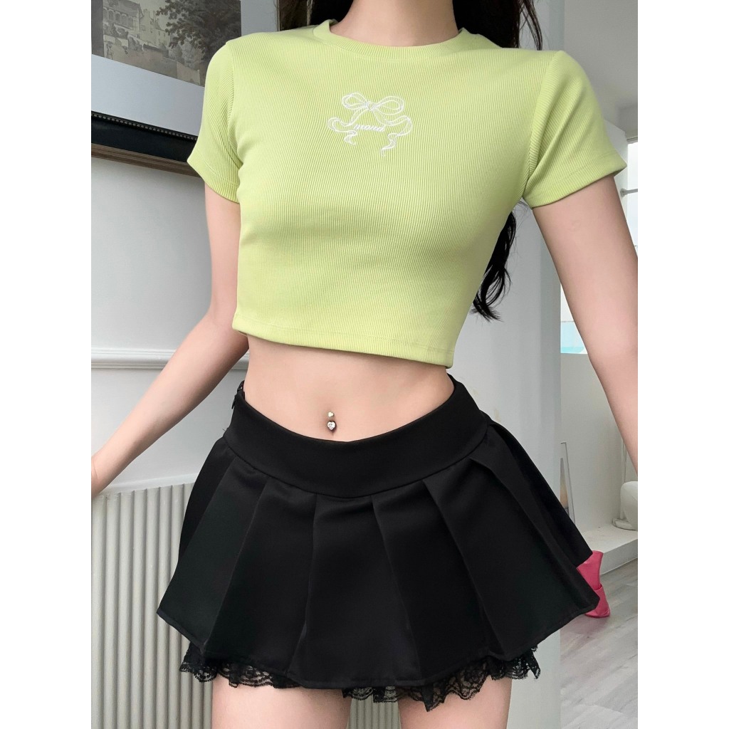 Chân váy xếp ly phối ren dáng xòe MONÁ - DORY