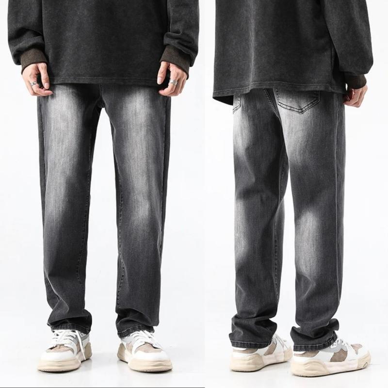 Quần Jean Nam Dáng Baggy Màu Xám Khói Chất Vải Dày Dặn Phối Wash Smoke Grey V.1