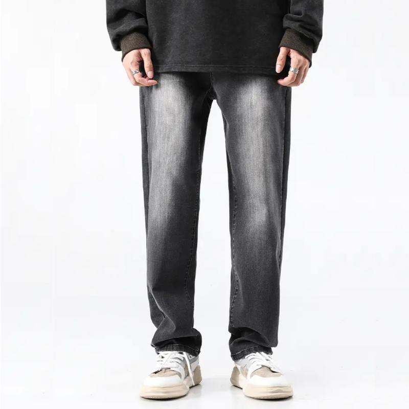 Quần Jean Nam Dáng Baggy Màu Xám Khói Chất Vải Dày Dặn Phối Wash Smoke Grey V.1