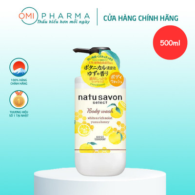 Sữa Tắm Tạo Bọt Dưỡng Trắng Và Làm Mềm Mịn Da Hương Cam Yuzu & Mật Ong Softymo Kosé Natu Savon Nhật Bản Chai 500ml