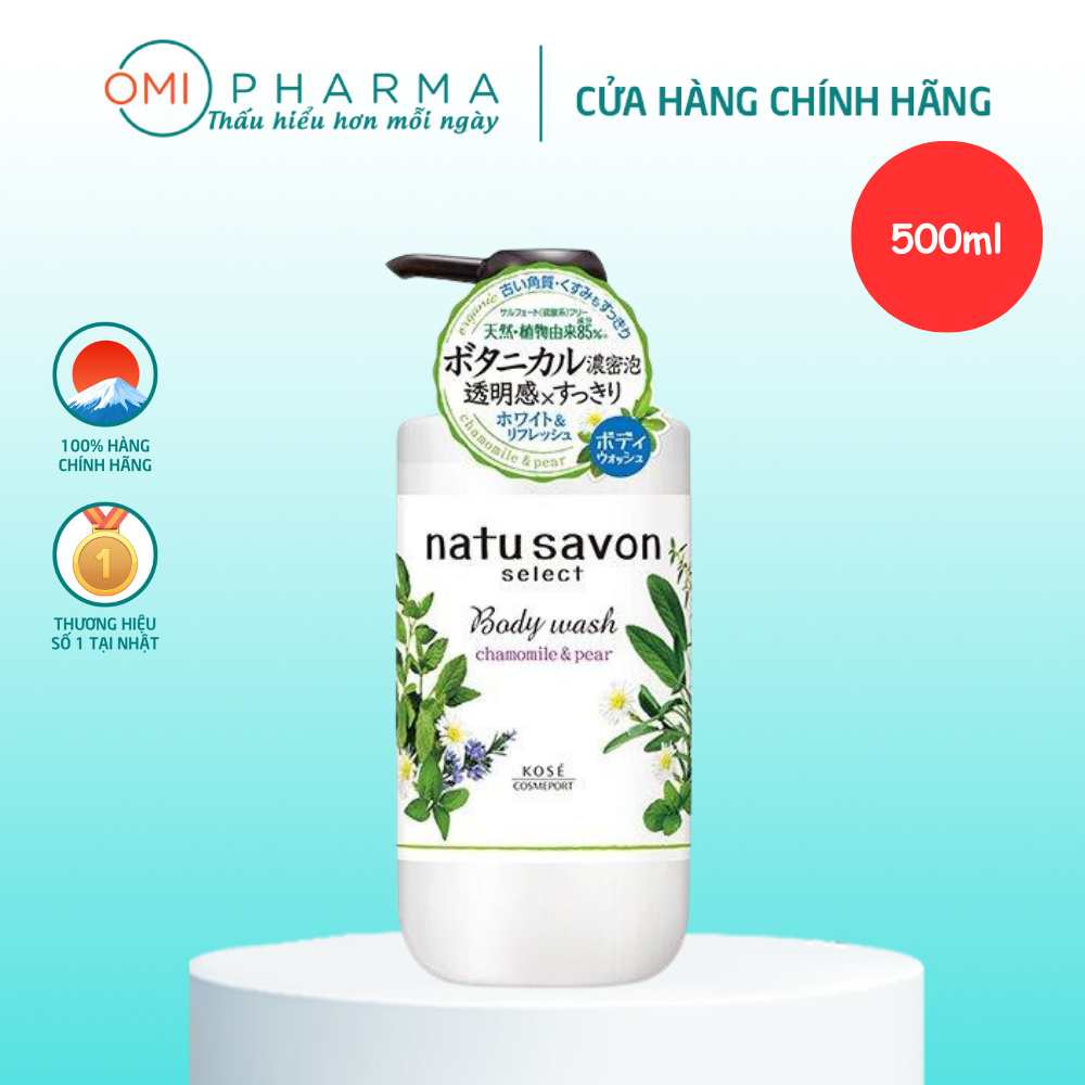 Sữa Tắm Tạo Bọt Dưỡng Trắng Và Làm Mềm Mịn Da Natu Savon Hương Hoa Cúc Và Lê Softymo Kosé Nhật Bản Chai 500ml