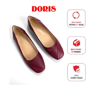 Giày búp bê đế bệt ❤️FREESHIP ❤️da thật SIÊU ÊM mũi vuông có viền màu đỏ DORIS DR003.