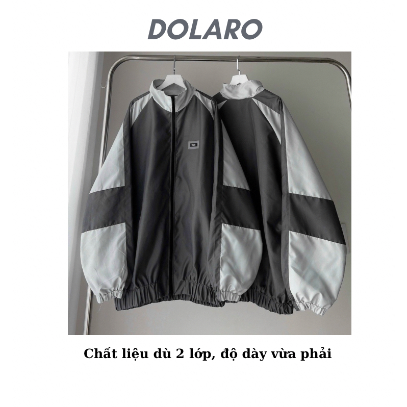 Áo khoác dù nam nữ DOLARO form rộng phối màu, áo gió thu đông unisex hoạ tiết phong cách hợp thời trang