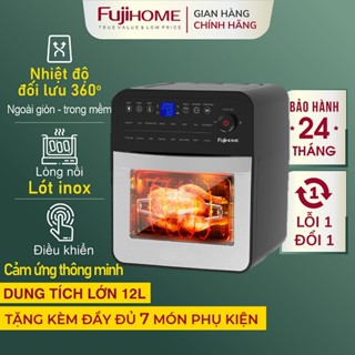 Nồi chiên không dầu 12L điện tử Nhập Khẩu Nhật Bản FUJIHOME tự ngắt tặng đủ 7 món phụ kiện