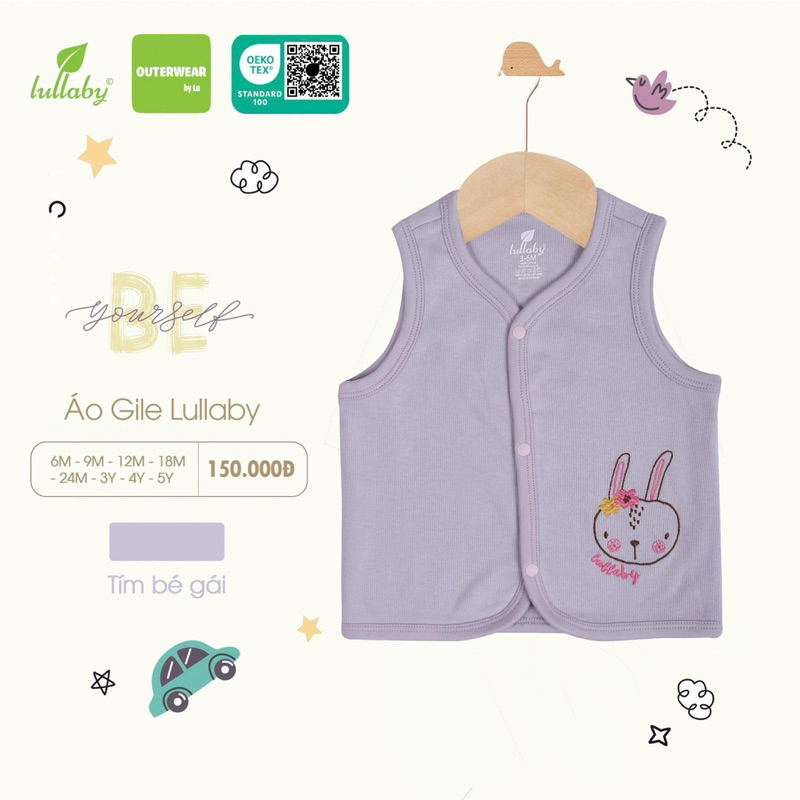 Áo gile cotton Lullaby 2 lớp Bé trai/ gái