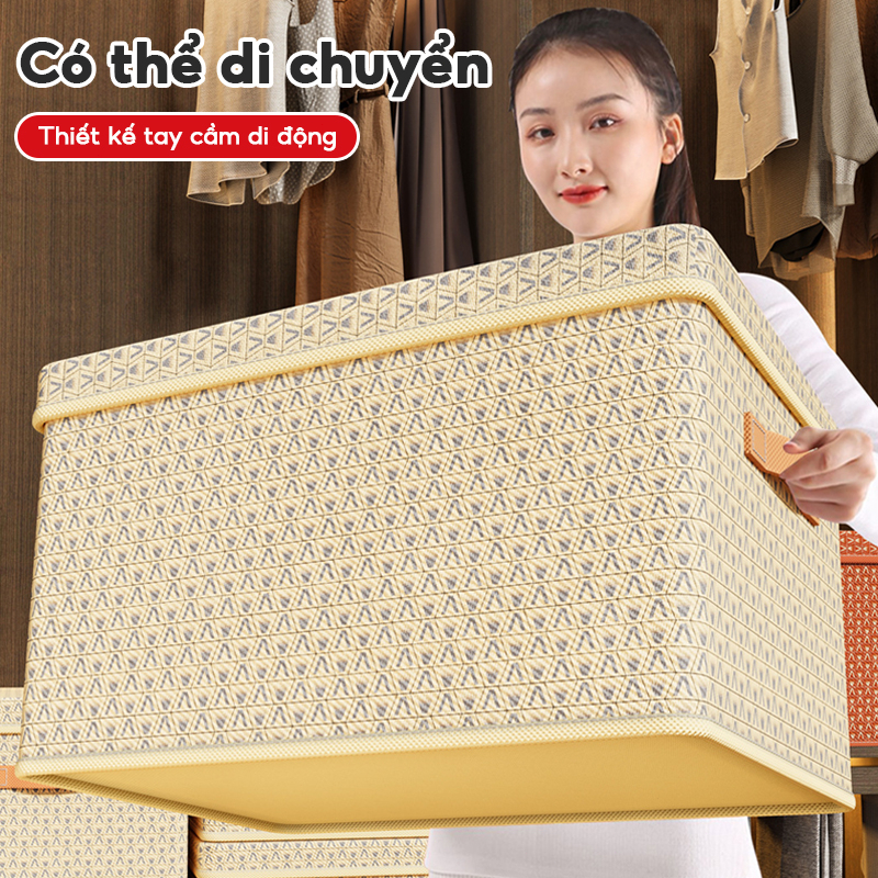 ( Mẫu mới 2023 ) Hộp đựng quần áo tấm PP tích hợp có nắp , Thùng Đựng Đồ Gắp Gọn Thông Minh dung lượng lớn, dễ lấy
