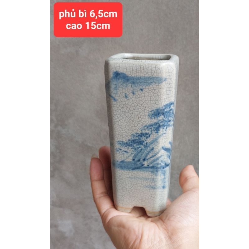 chậu trồng cây mini hoa văn đẹp gốm bát tràng