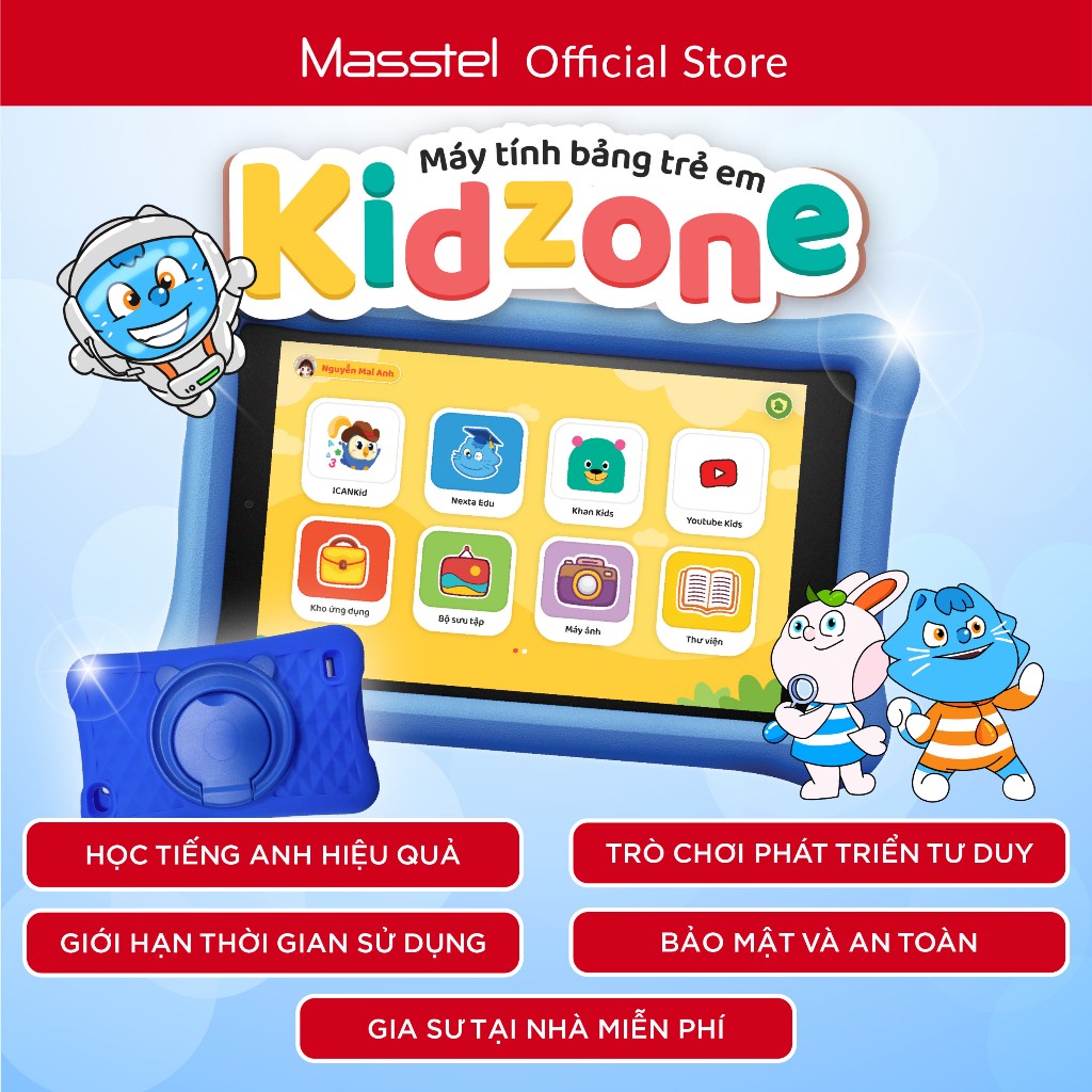 Máy tính bảng quản lý thời gian sử dụng dành cho trẻ em Masstel Kidzone-1 đổi 1 trong vòng 100 ngày