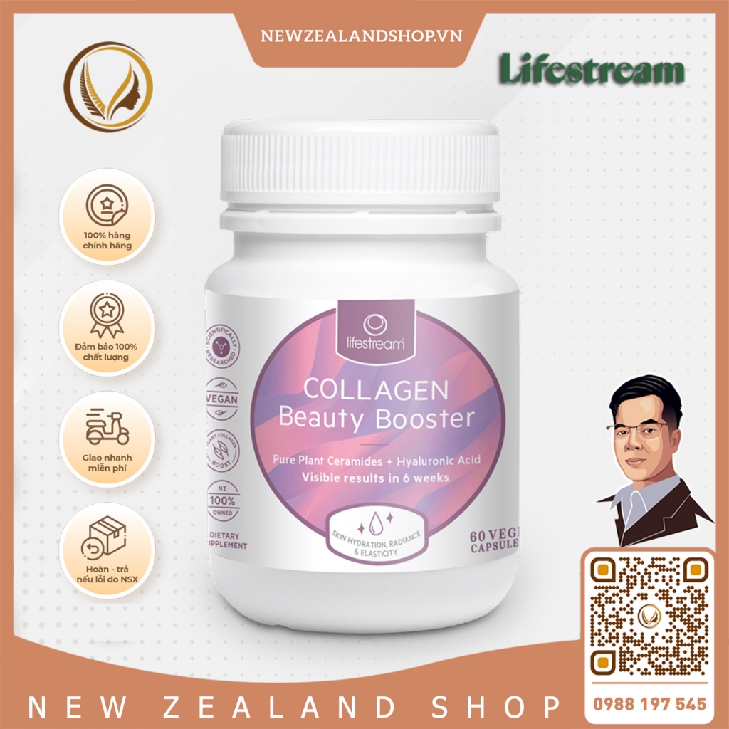 Viên uống cấp nước, bổ sung collagen Lifestream Collagen Beauty Booster 60 viên