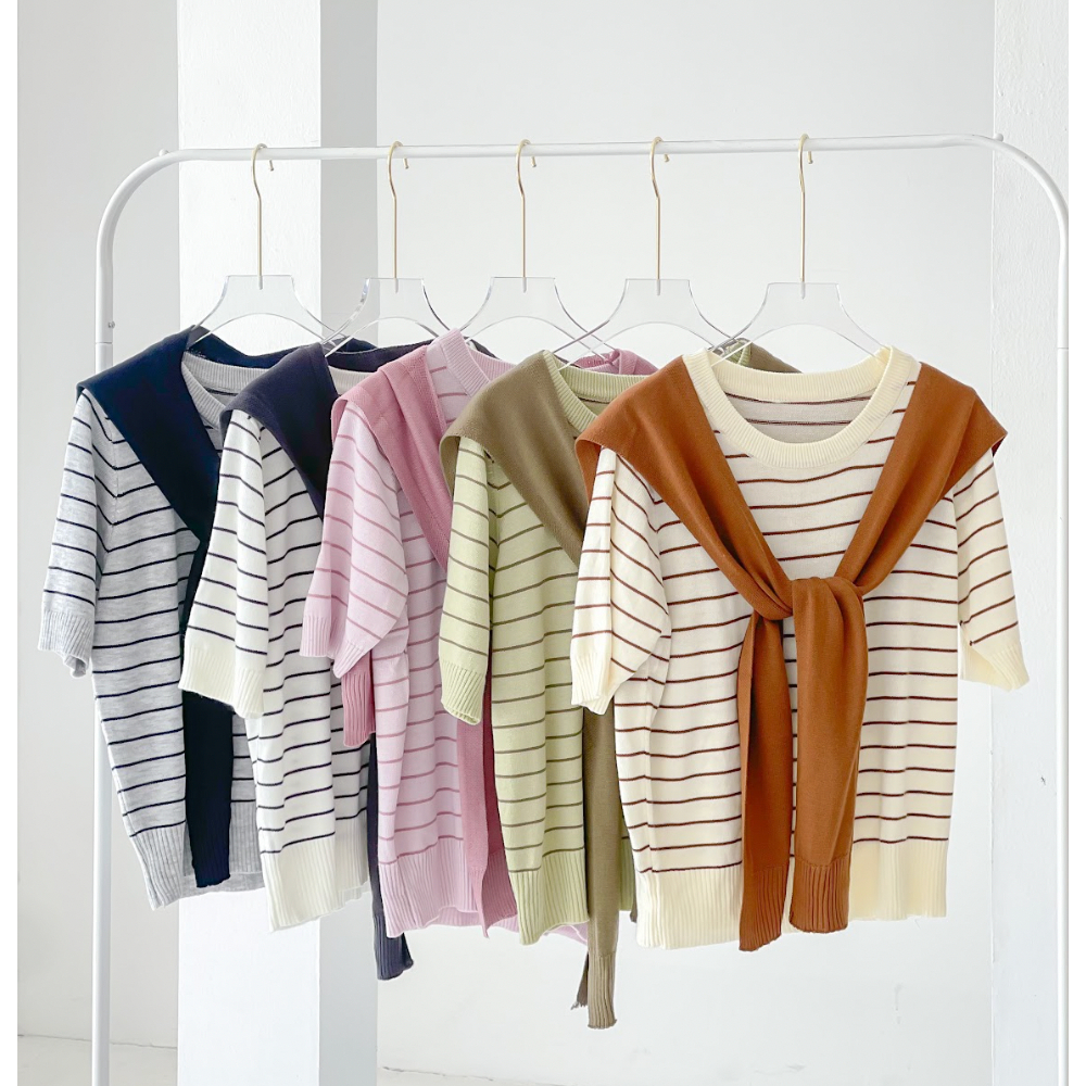 LYRA Set áo len mongtoghi kẻ kèm khăn len tháo rời phong cách trẻ trung - CSYSE0078