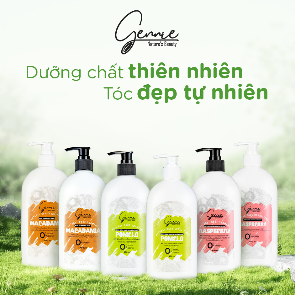 [HỘP QUÀ TẶNG] Dầu gội - xả Gennie Natural Care Raspberry cho tóc nhuộm và tóc highlight 400ml