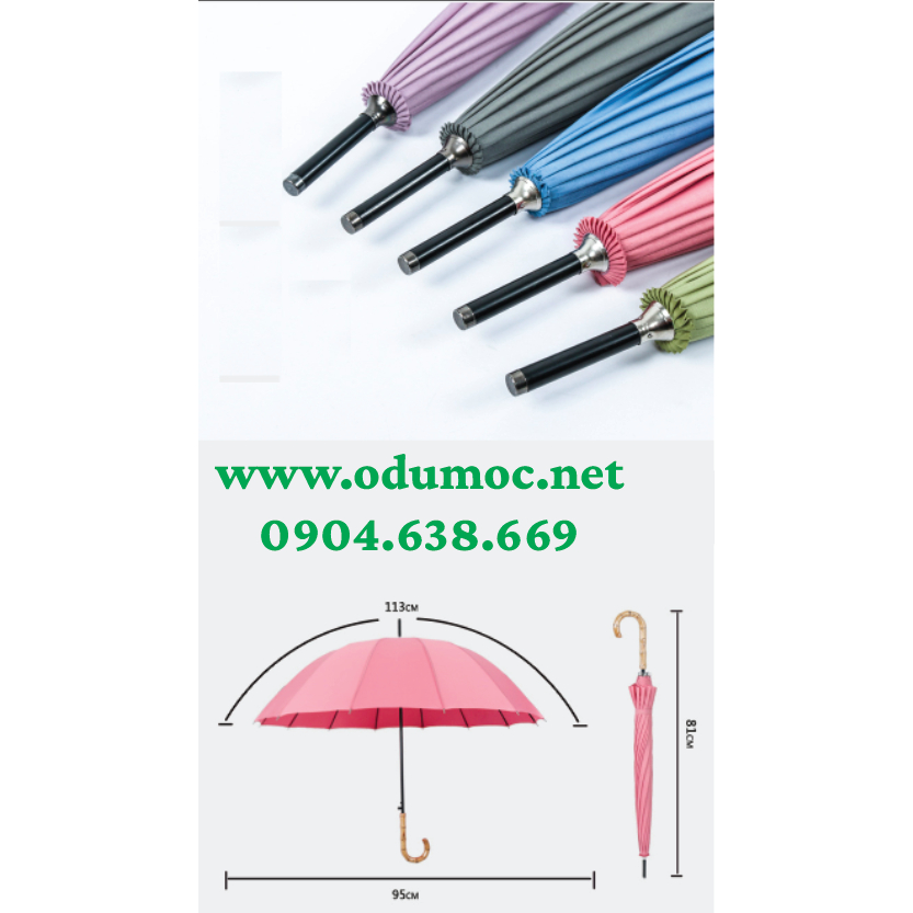 Ô Dù Che Nắng Tự Động 14 Xương Cán Gỗ Móc J Phong Cách Nhật Bản