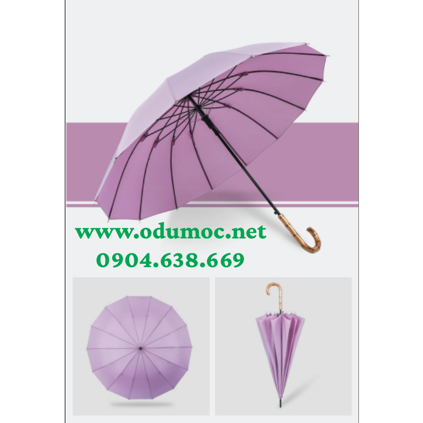 Ô Dù Che Nắng Tự Động 14 Xương Cán Gỗ Móc J Phong Cách Nhật Bản