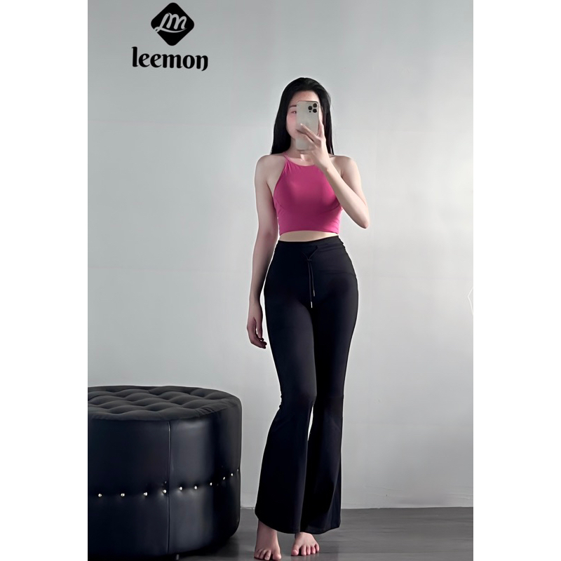 Quần thể thao ống vẩy (Ống loe) Quảng Châu lưng cao có thể điều chỉnh kích cỡ - Chất liệu thun lulu co giãn