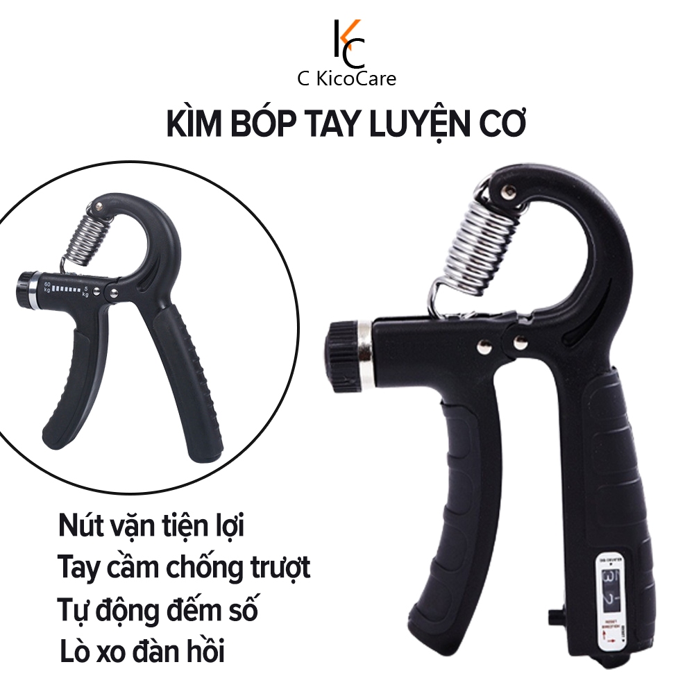 Kìm Bóp Tay, Kìm Tập Cơ Tay, Dụng Cụ Tập Gym Tại Nhà Điều Chỉnh Lực Có Đếm 5-60kg KICO