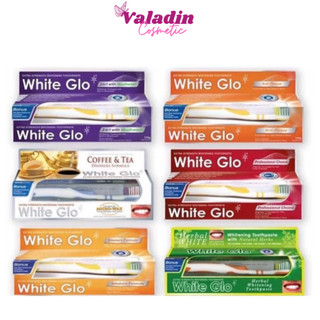 Kem đánh răng white glo kèm bàn chải 100ml đỏ/trắng/tím/xanh/vàng -kem đánh trắng răng