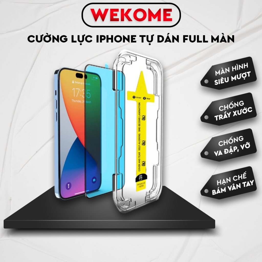 Kính Cường Lực iphone kingkong tự dán Wekome full màn, ip 7plus/xsmax, 11Promax, 12 13 14 Pro max