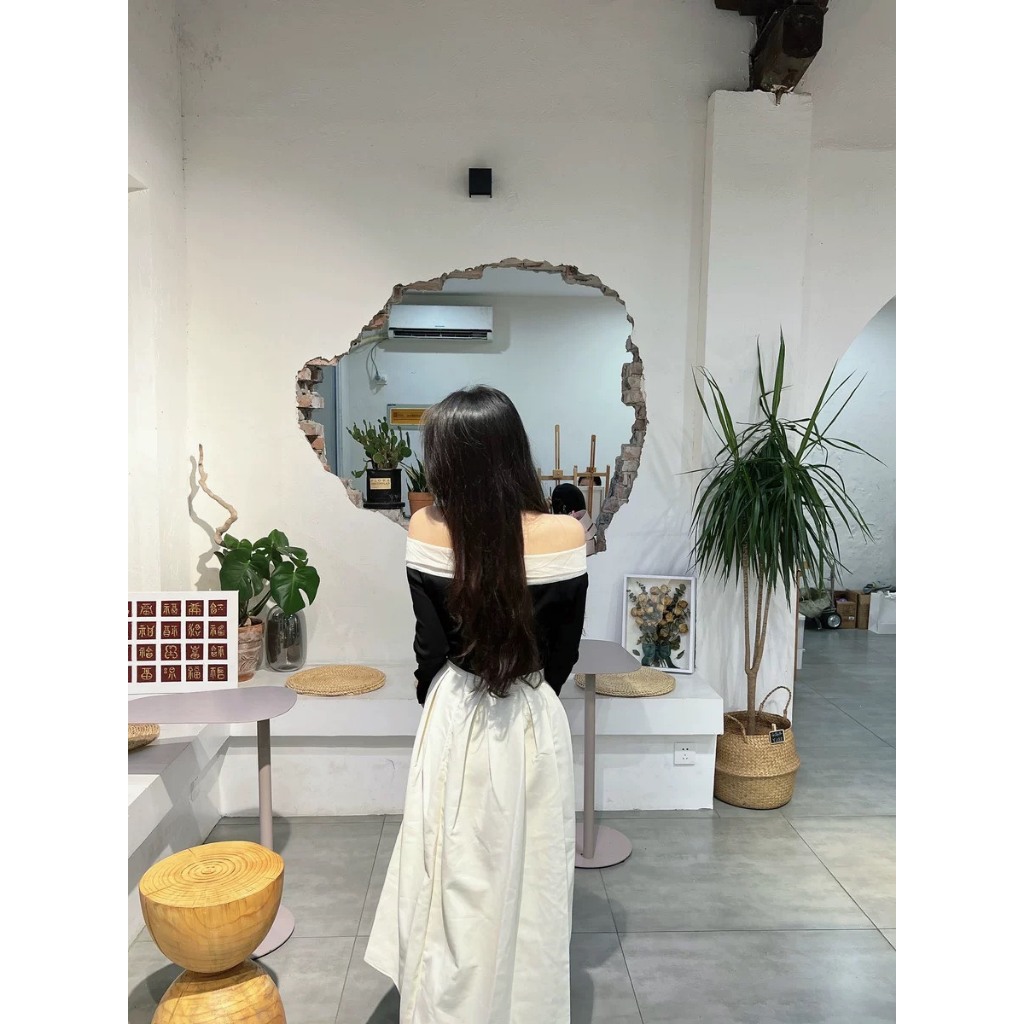 Set áo trễ vai buộc nơ kèm chân váy hàng loại 1 dày dặn