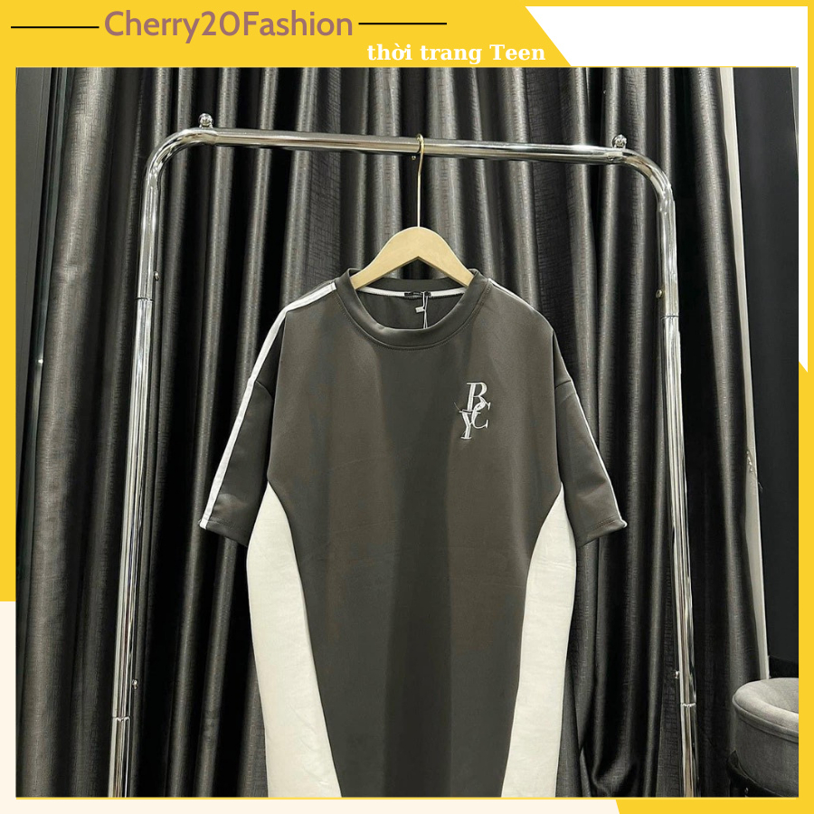 Áo thun tay lỡ sọc tay phối hình thêu mini cá tính, áo phông dáng rộng form unisex nam nữ mặc đôi đều đẹp thời trang