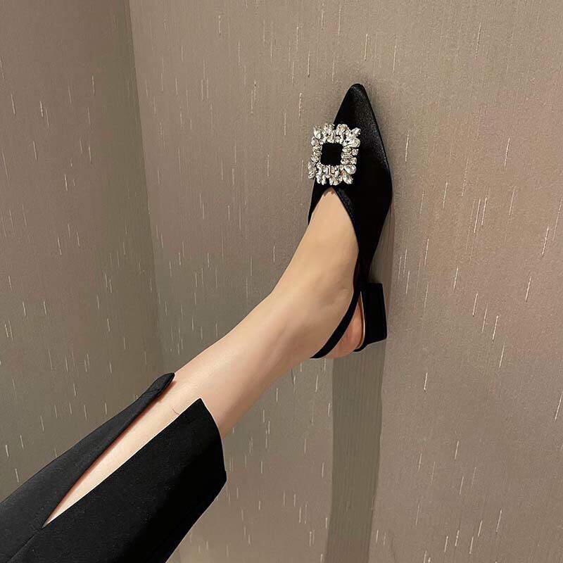 Giày sandal đá bling bling vải nhung mịn