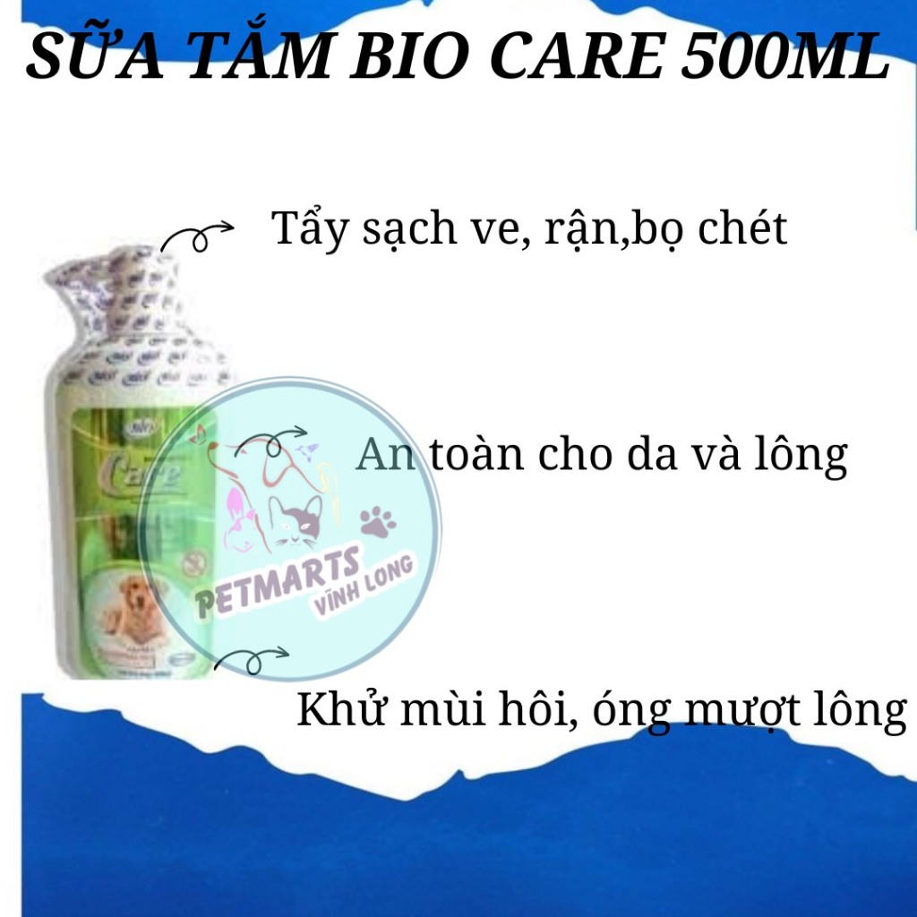 Sữa Tắm Bio Care (500ml) Diệt Ve Rận, Bọ Chét, Khử Mùi Chó Mèo