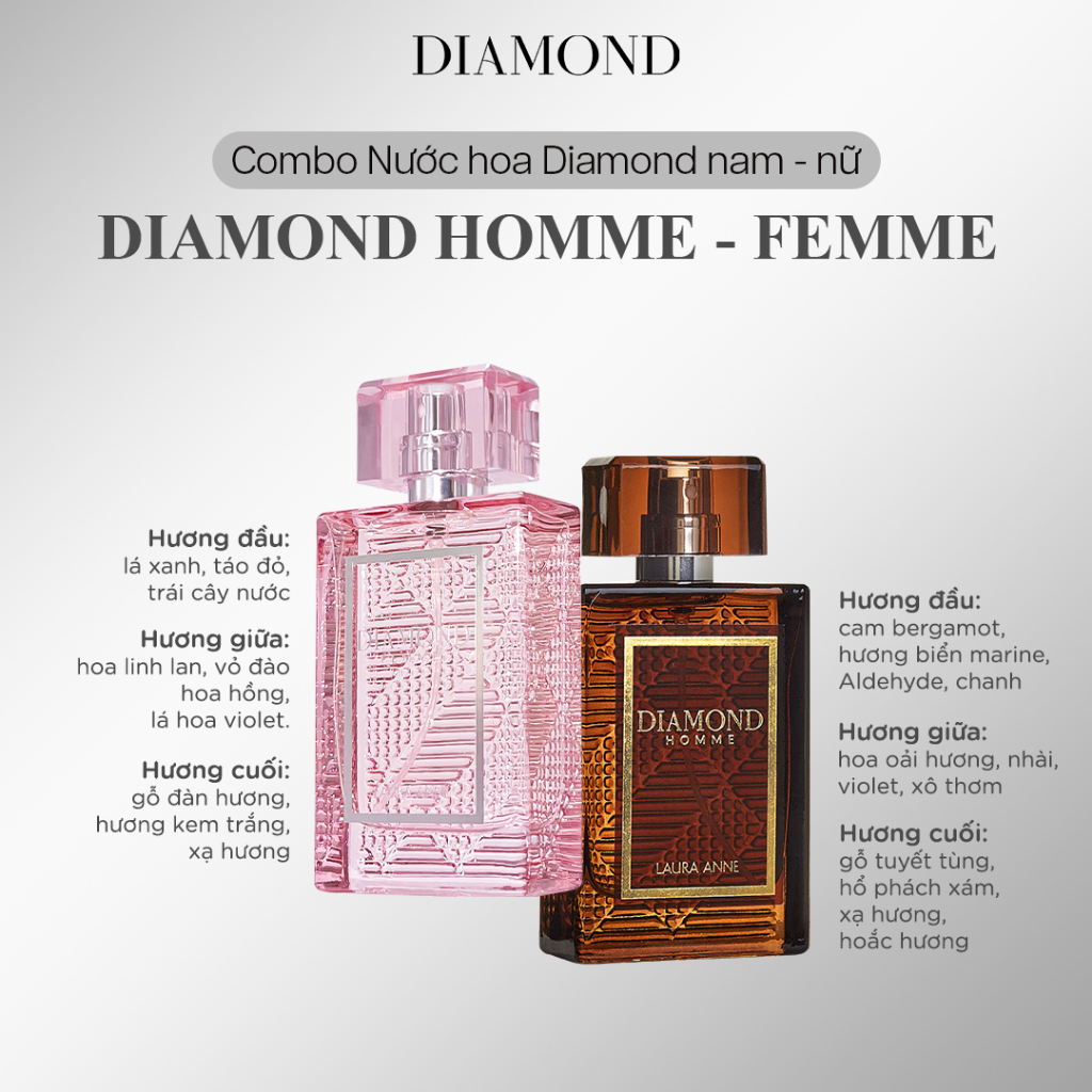 Nước hoa Nam Nữ Laura Anne Diamond Homme - Femme 45ml