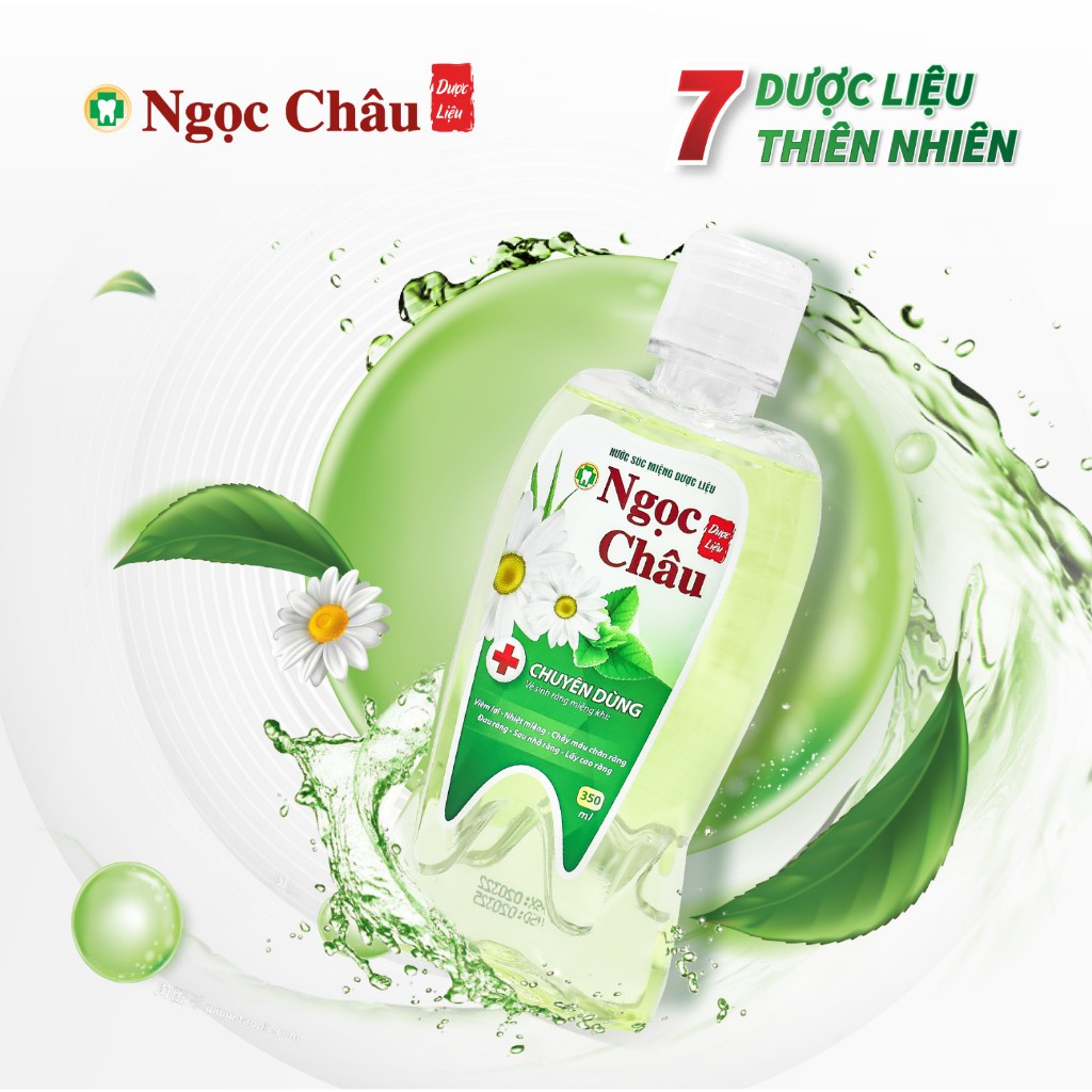 Nước súc miệng dược liệu Ngọc Châu - Chuyên dùng cho các vấn đề về lợi, nhiệt miệng, hơi thở có mùi NSM02