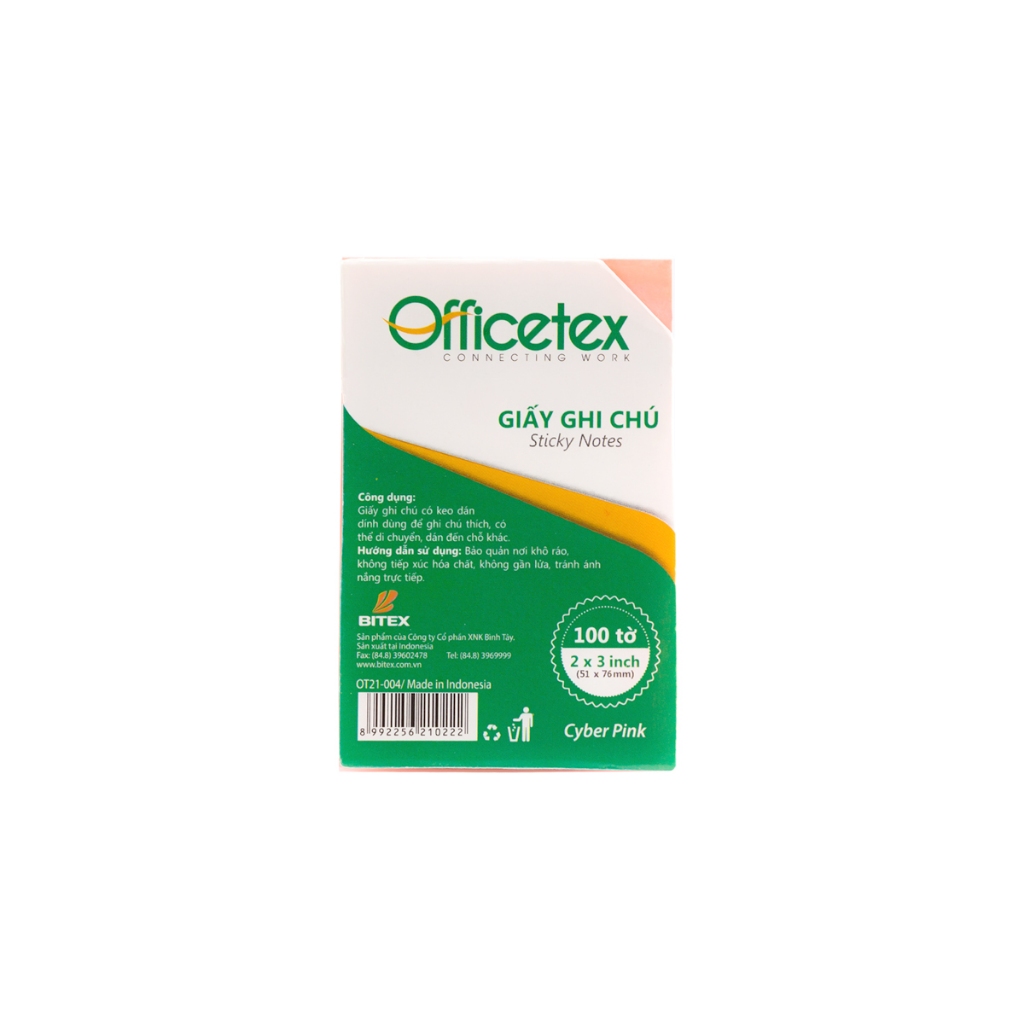 Giấy ghi chú Officetex 3 x 2 dạ quang nhiều màu