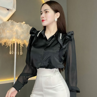 Áo Somi Thiết Kế Tay Dài Họa Tiết Cổ Đính Cườm A286 - Thanh Tự