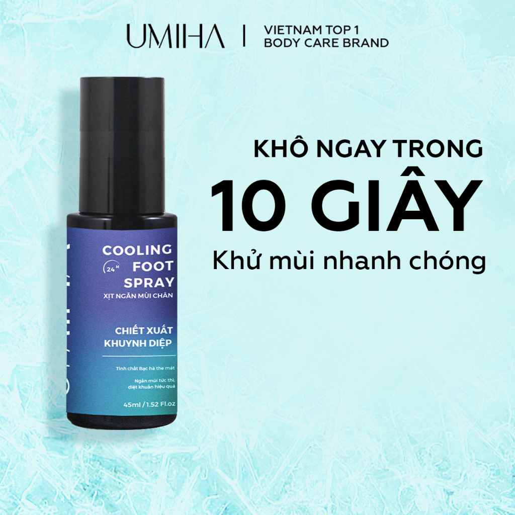 Xịt khử mùi giày UMIHA khuynh diệp (45ml) - Khử mùi giày hôi 24h, xịt thơm giày chống hôi chân, khử mùi hôi chân