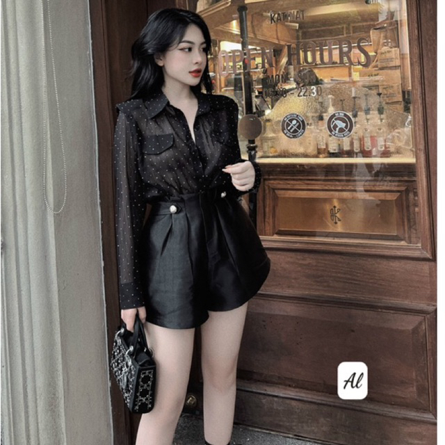 Áo sơ mi von nhũ 2 túi _ Áo sơ mi von mỏng mướt sexy _ Áo sơ mi nữ công sở cao cấp