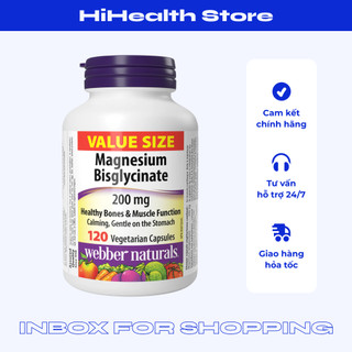  Webber Magnesium Bisglycinate Canada bổ sung magie giảm stress, giảm căng thẳng âu lo 120 Viên