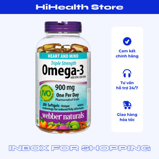 Dầu cá Webber Omega 3 Triple Strength - EPA/DHA  900mg 120 viên hỗ trợ sức khỏe, tốt cho tim mạch