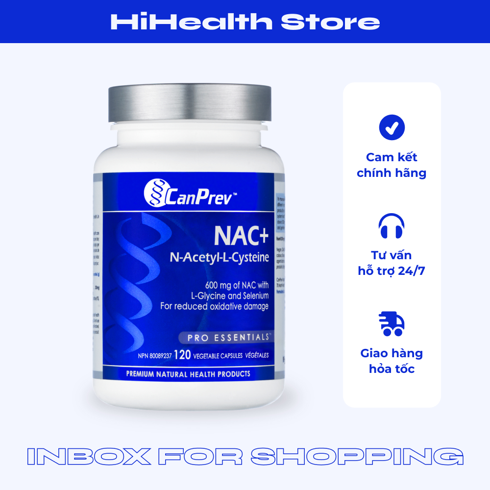  Canprev NAC bổ phổi giải độc gan thận giải rượu bia chống oxy hoá Canprev Canada hộp 120 viên 