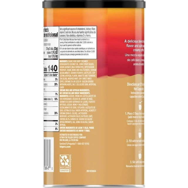 Cà phê hòa tan Folgers vị French Vanilla Cappuccino 453gr