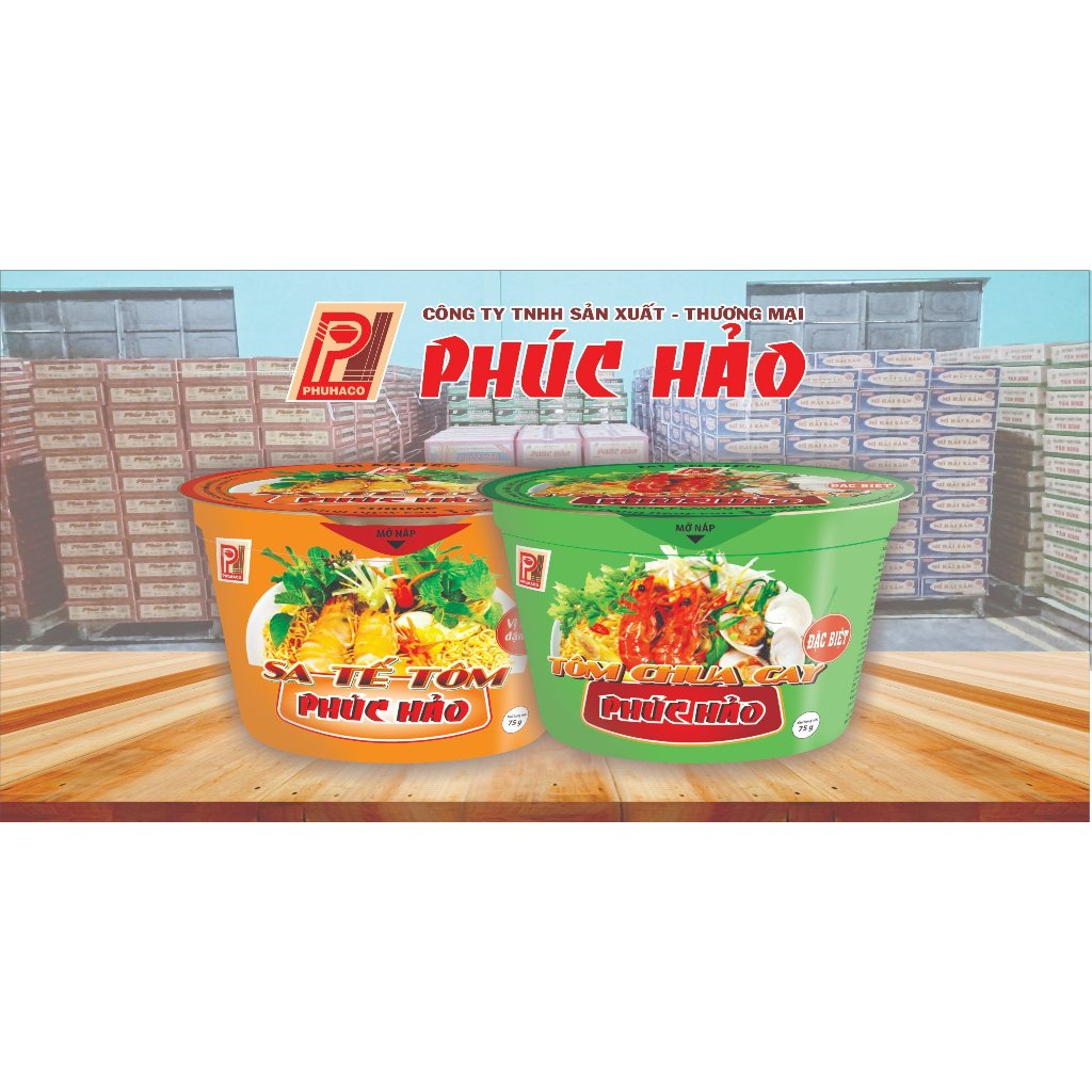 Lốc 6 Tô Mì Thập Cẩm Phúc Hảo -75gr-6 Tô- vị chua cay và sa tế thật hấp dẫn.